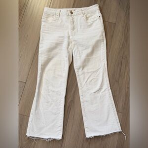 Kut From the Kloth Ivory Kelsey Ankle Flare High Rise Raw Edge Sz 6P